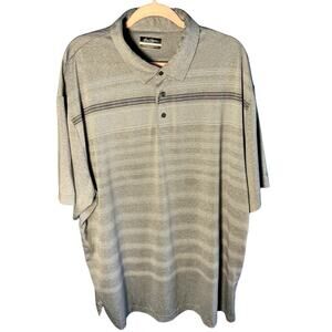 Ben Hogan Men Performance Gray Striped Polo Short Sleeve Shirt Size 2XL Big&tall
